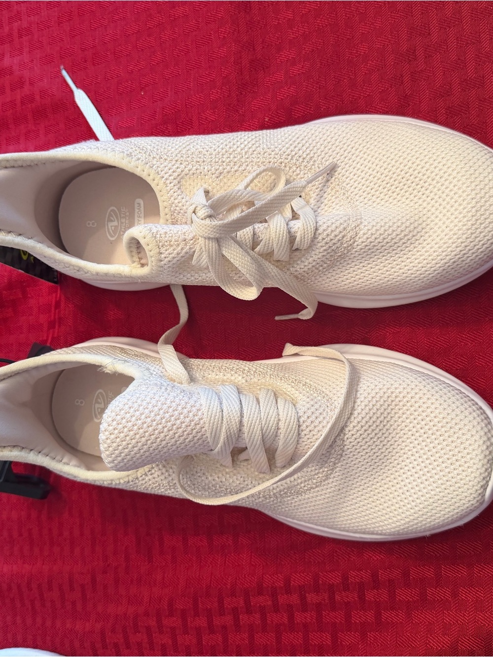 Athletic Works Women's Cream Knit Lace-Up Sneakers